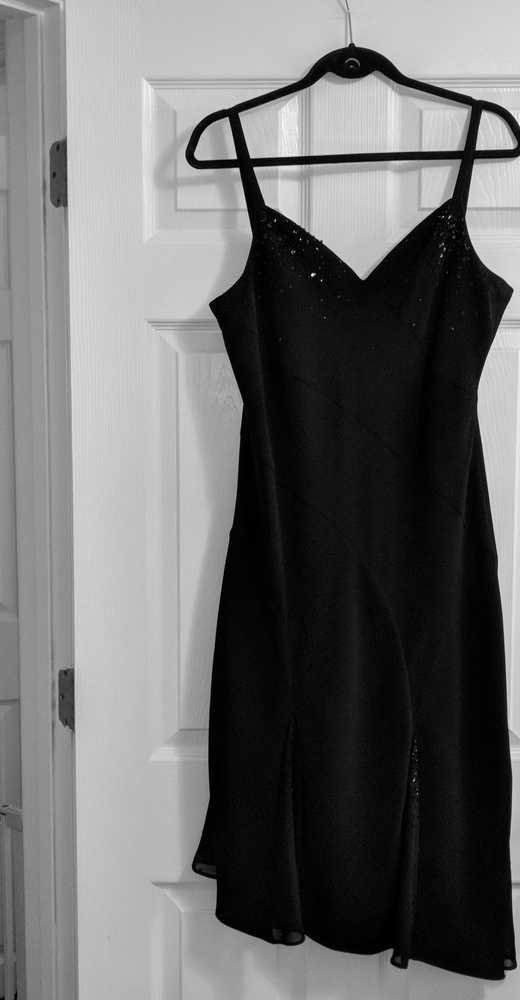 Black Beaded Dress Knee Length
